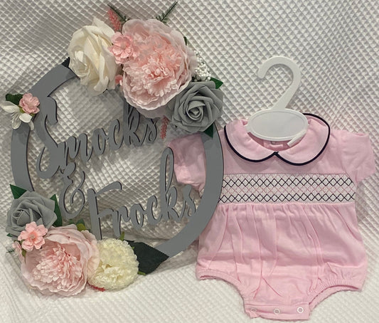 Short Sleeved Smocked Detail Romper - HB1004-25