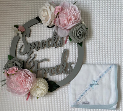 Muslin cloth with Trimmed Lace and Ribbon detail - F1PF