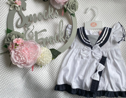 Girls Striped Dress with Bow Detail, Bloomers and Bow Headband - H12816NB