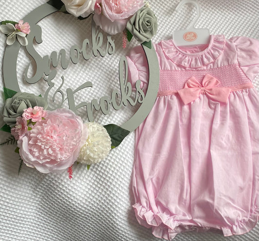 Girls Smocked and Bow Romper - H12903NB
