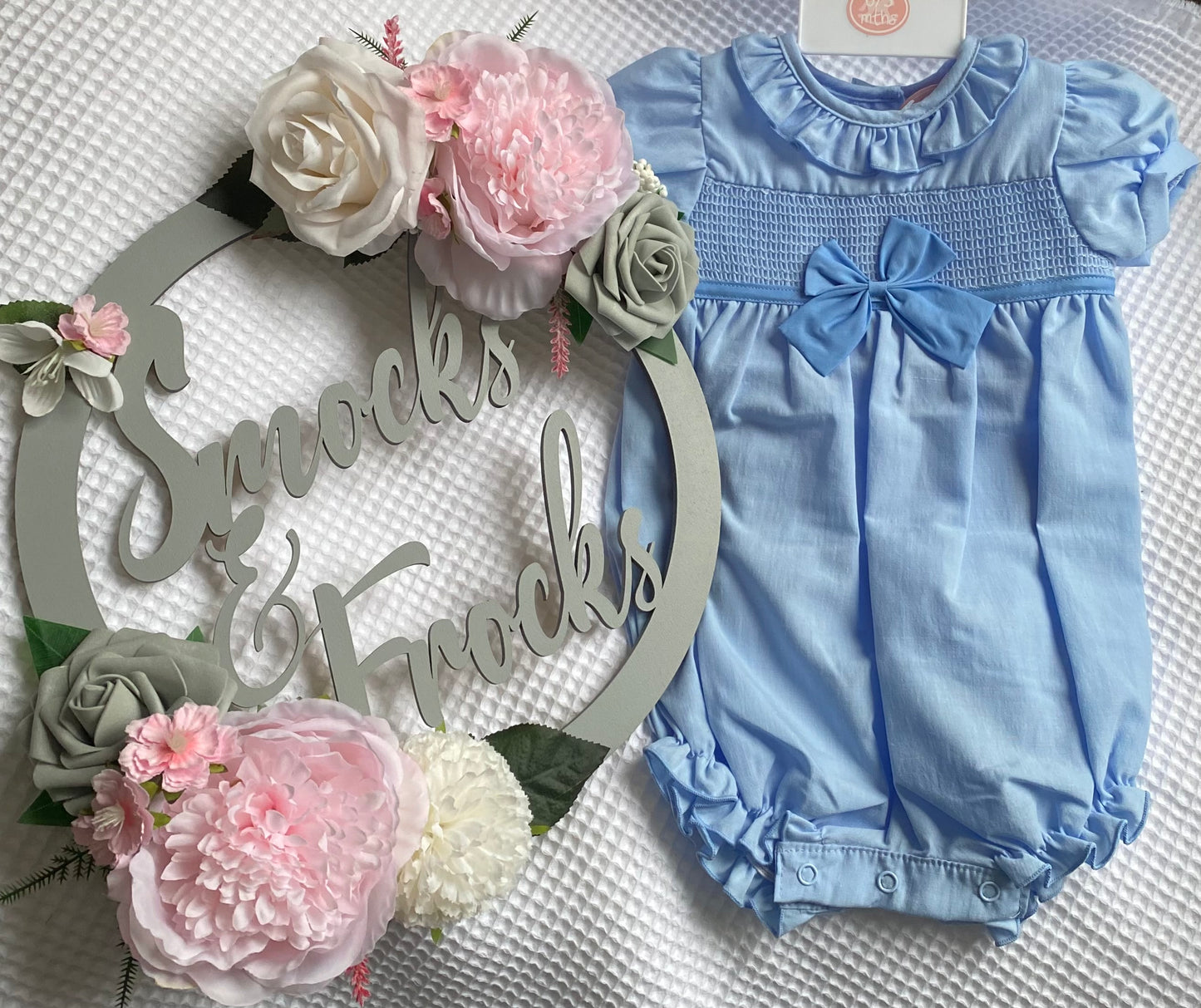 Girls Smocked and Bow Romper - H12903NB