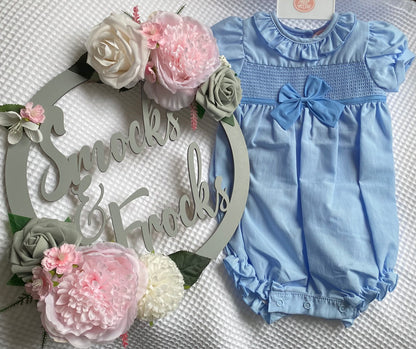 Girls Smocked and Bow Romper - H12903NB