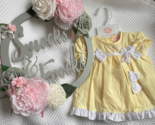 Girls Bow Detail Dress, Bloomers and Bow Headband - H12804NB