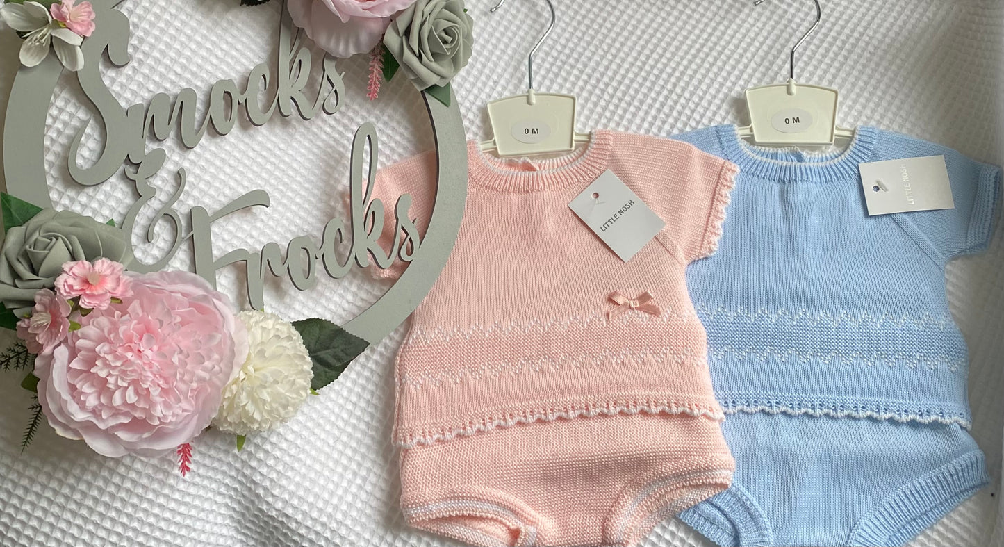 Knitted Short Sleeve Top and Bloomer Set - 26C1107