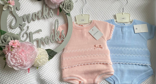 Knitted Short Sleeve Top and Bloomer Set - 26C1107