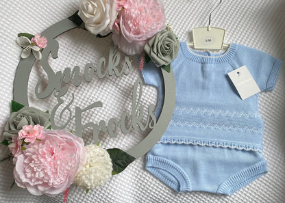 Knitted Short Sleeve Top and Bloomer Set - 26C1107
