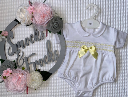 Girls Smocked Rompers with Bow Detail - LBS26/7