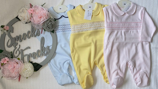 Cotton Smocked Babygrows - LBS26/2