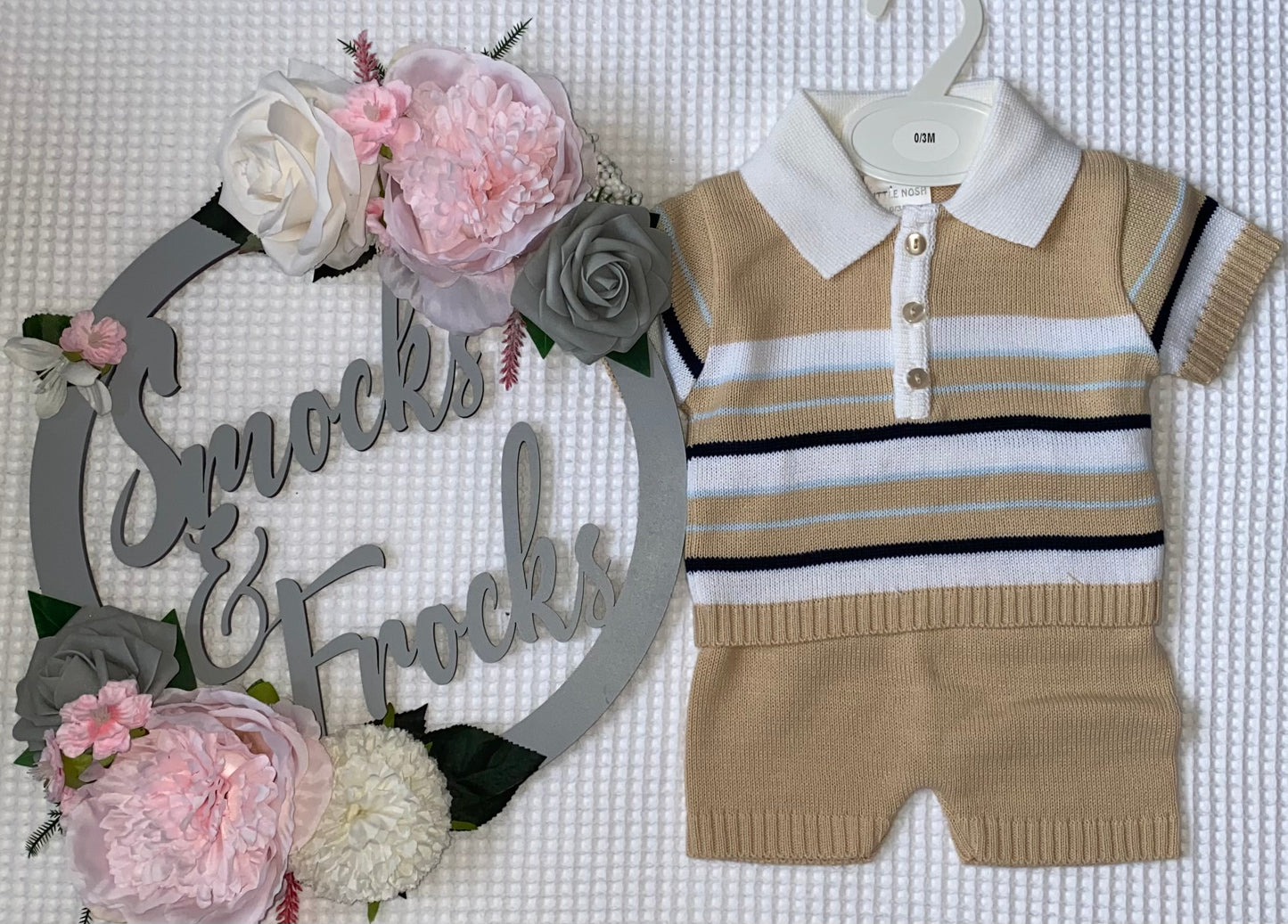 Boys Knitted Striped Top and Short Set - 5247