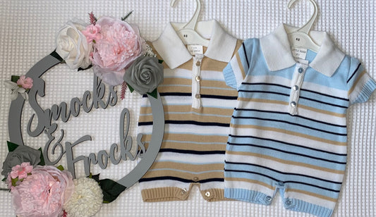 Boys Knitted Striped Romper - 5293