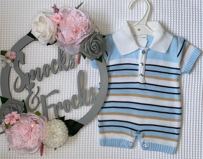 Boys Knitted Striped Romper - 5293
