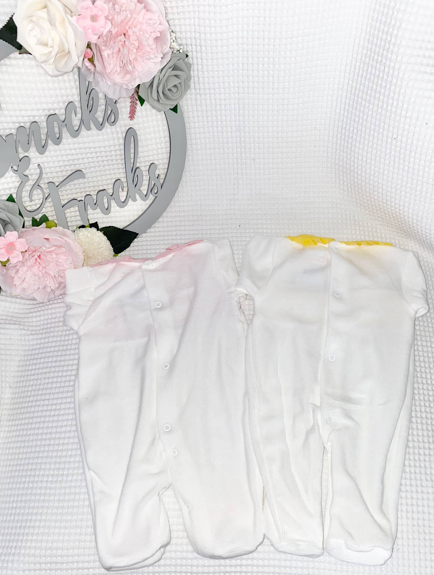 Rocking Horse and Smocked Detail Velour Babygrow - HBLNS26010