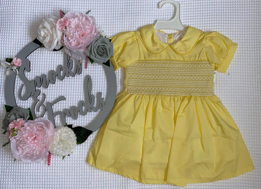 Girls Lemon Smocked Dress