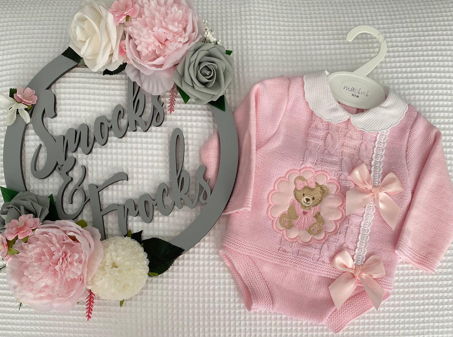 Teddy Knitted 2 Piece Jam Pant Set with Bow Detail