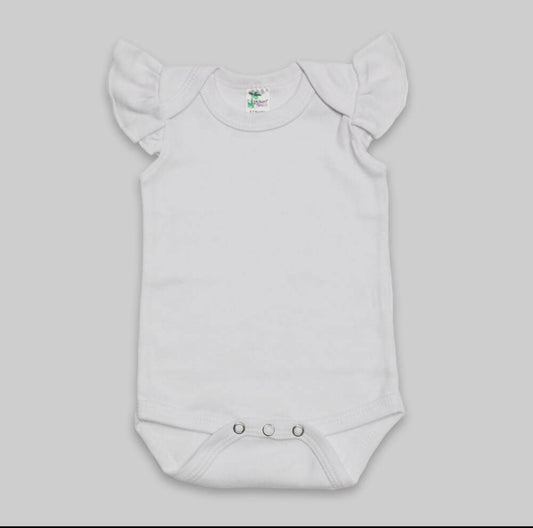 Girls White Flutter Angel Sleeve Vest