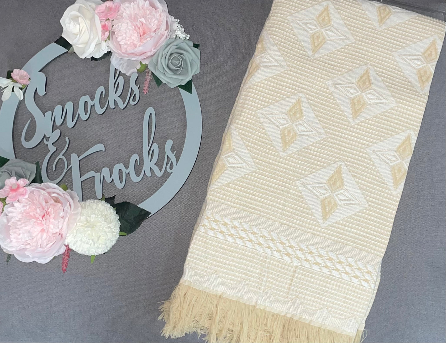 Baby Shawl with Frill and Diamond Detail