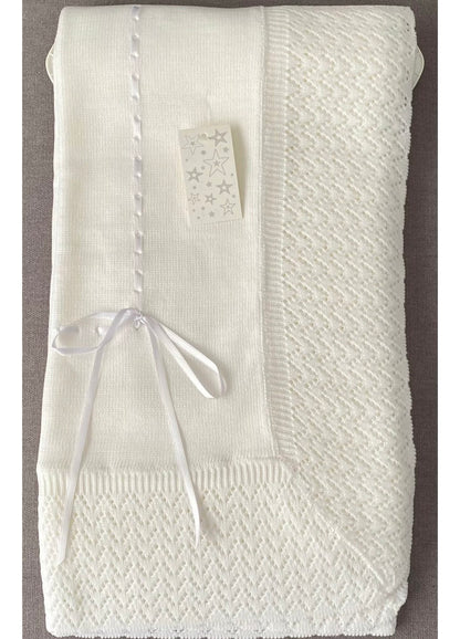 Knitted Shawl with Ribbon Detail - 2432