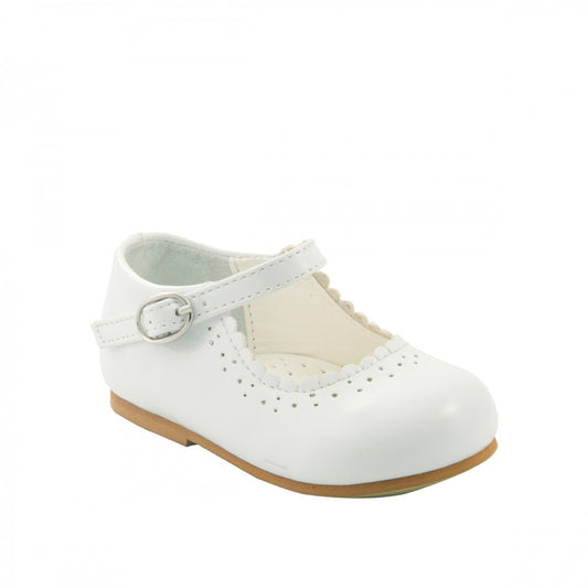 Girls White Buckle Shoe - SVEmma