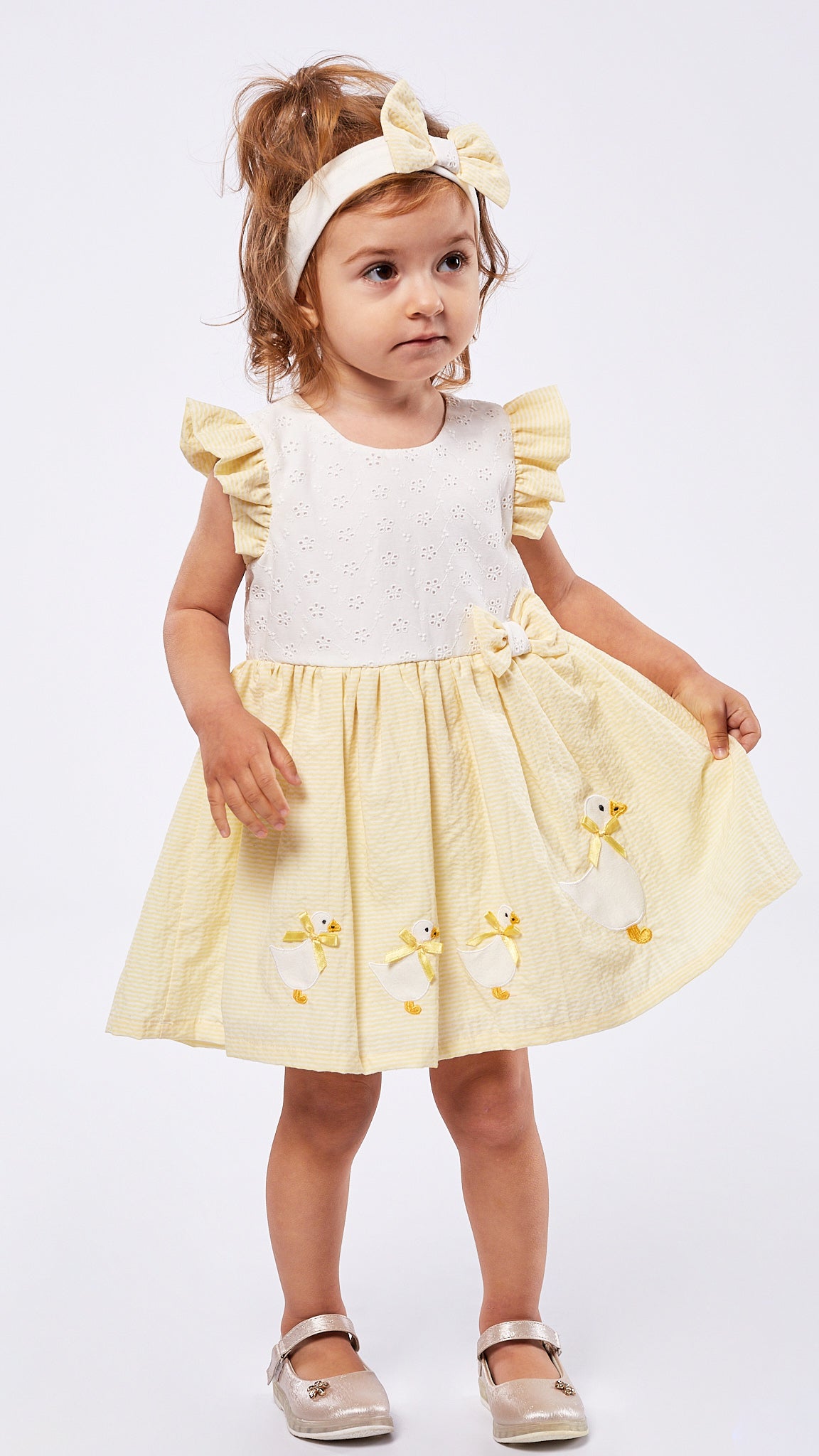 Yellow and White Dress with Duck Detail - 226513