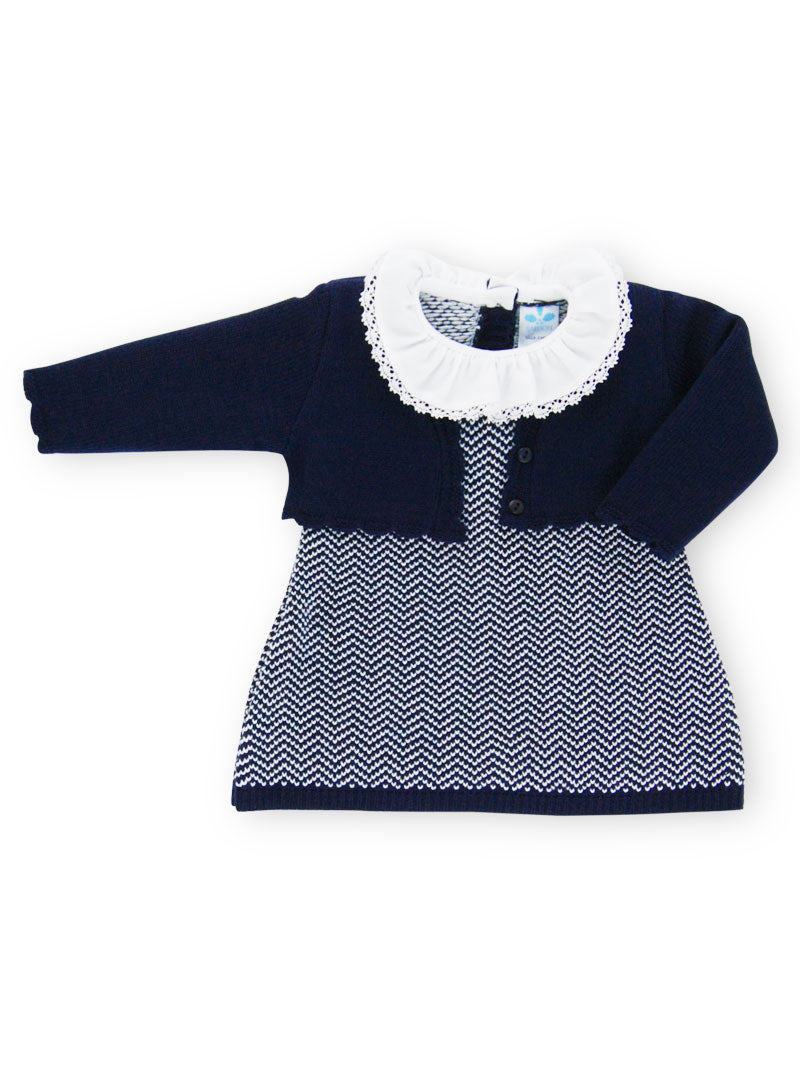 Sardon - Navy Knitted Dress and Cardigan Set - 022MC-221