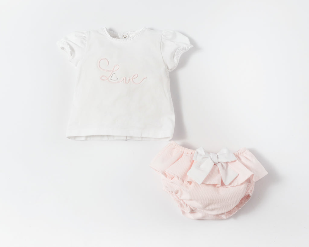 Deolinda - White and Pink Top and Bloomer Set - DBV22628