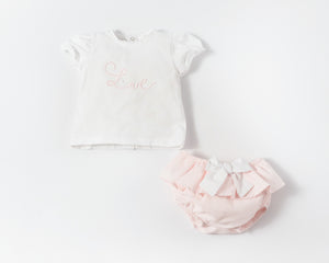 White and Pink Top and Bloomer Set - DBV22628