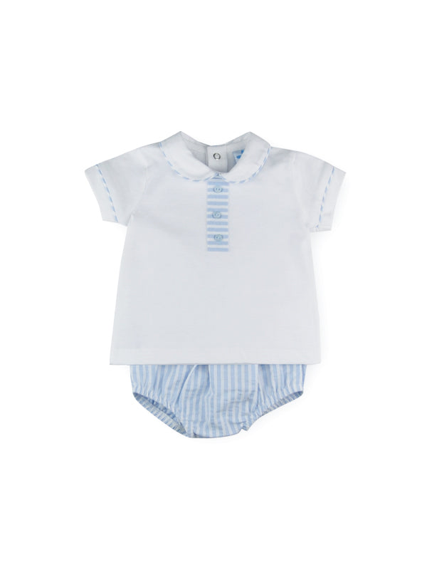 Sardon - White and Blue Top and Bloomer set 22CO - 507