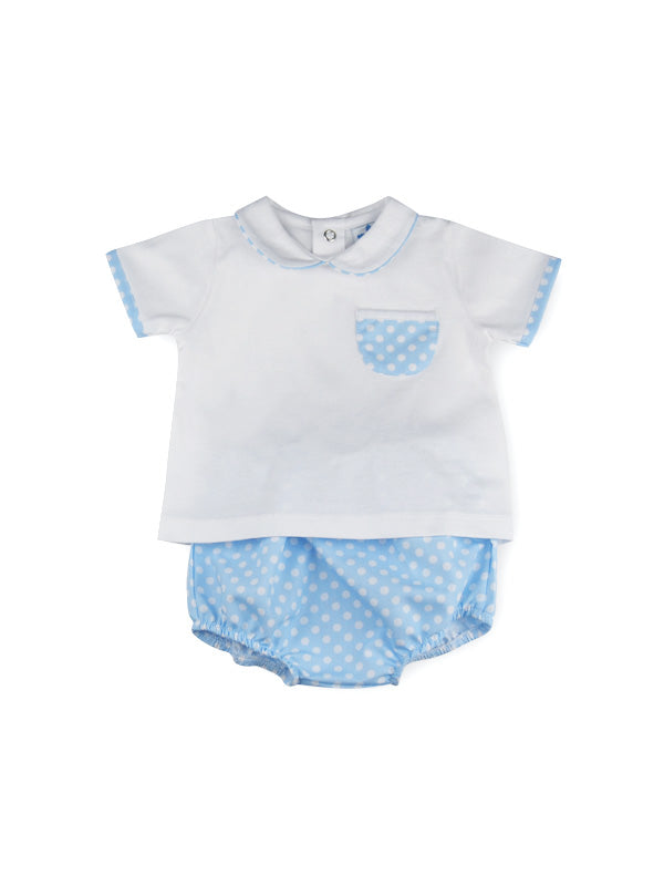 White and Blue Top and Bloomer Set 22CO - 518