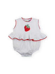 White and Red Romper with Strawberry - 22CO-523