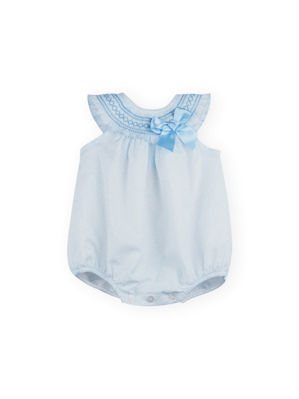 Sardon - Pink or Blue Baby Romper with Smocked and Bow Detail - 22LA - 466