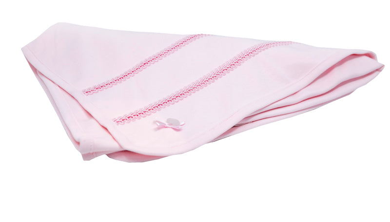 Mintini Baby - Pink Shawl with Brocade Detail - MB2863A