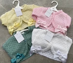 Little Nosh Girls Bow Cardigan MC811 Smocks and Frocks