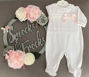 Velour Babygrow with Bow Detail - LB22/201