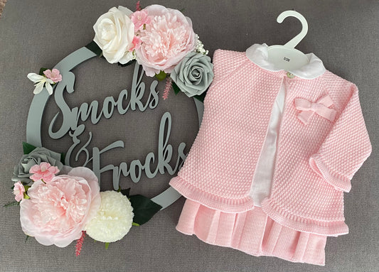 Girls Pink 3 Piece Knitted Set - 4225
