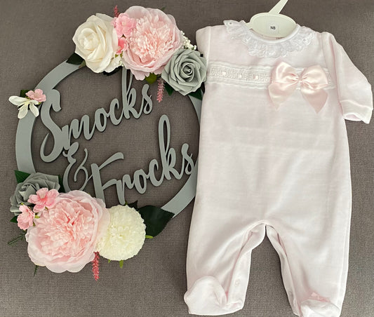 Velour Babygrow with Bow Detail - LB22/201