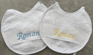 Round and Square personalised baby bibs