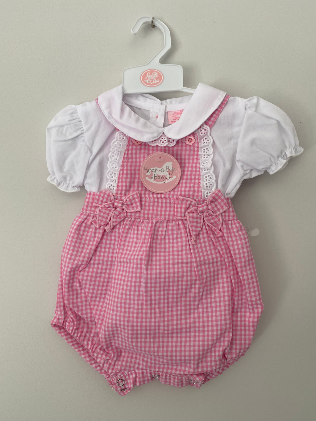 Rock-A-Bye Baby - Pink Checked Romper -  W22040