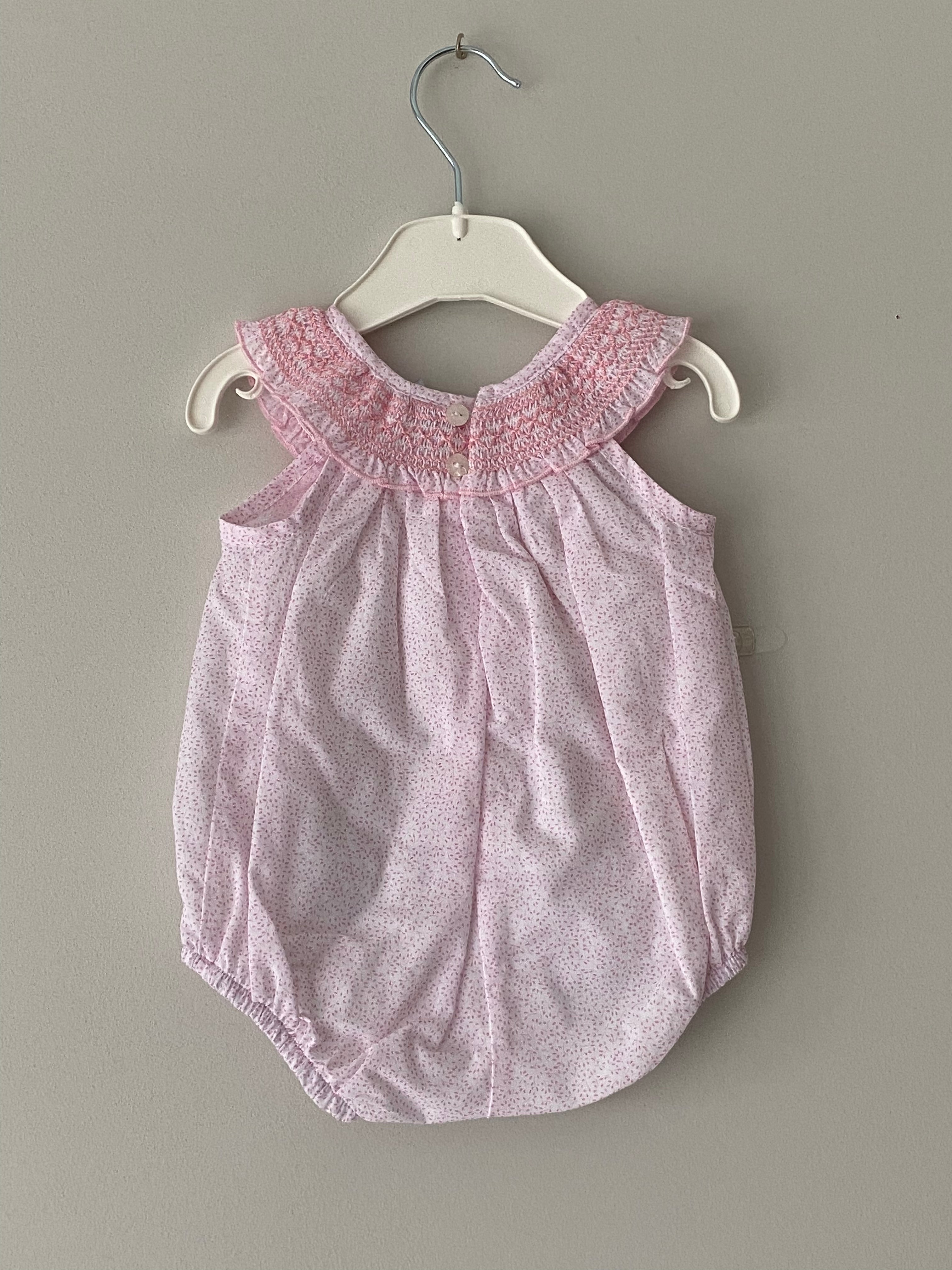 Baby Romper with Smocked and Bow Detail - 22LA-466