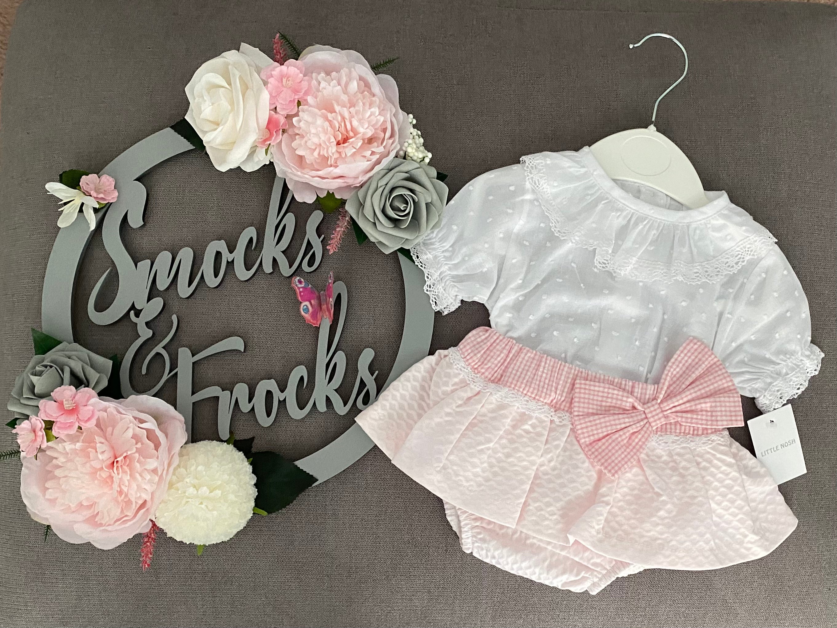 Little Nosh - Lace and Bow Top and Bloomer Set - 22014
