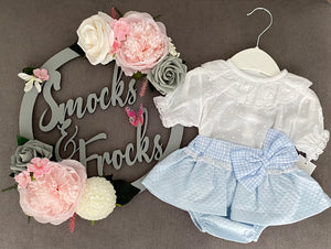Lace and Bow Top and Bloomer Set - 22014