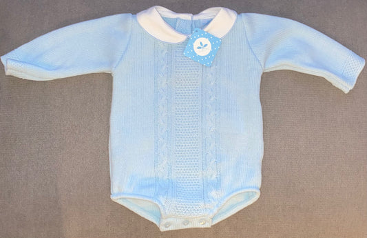 Baby Blue Cable Knit Romper - 021MC-186