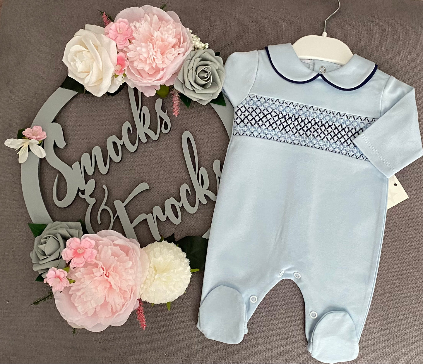 Boys Babygrow with Smocked Detail - sg68