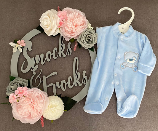 Velour Babygrow with Teddy Detail - LBWEAHB03