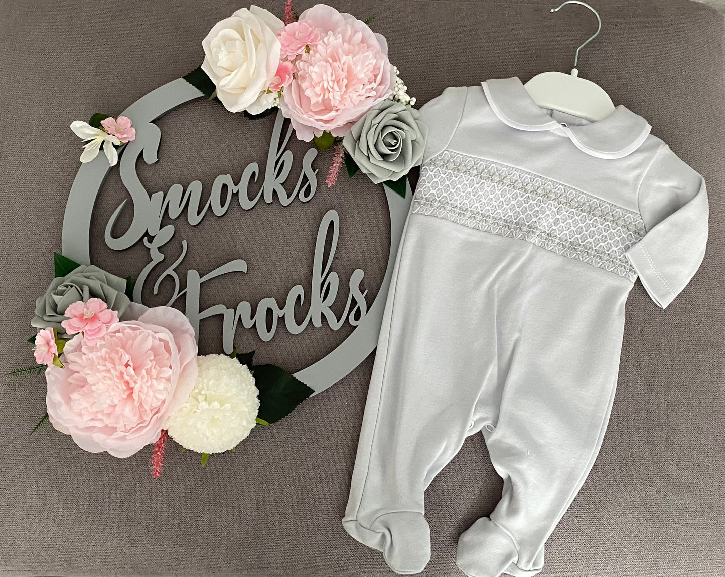 Boys Babygrow with Smocked Detail - sg68