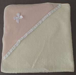 Pink Hooded Towel with Bow Detail - 105/22