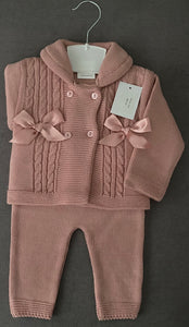 Girls 2 Piece Knitted Set with Bow Detail - 1122