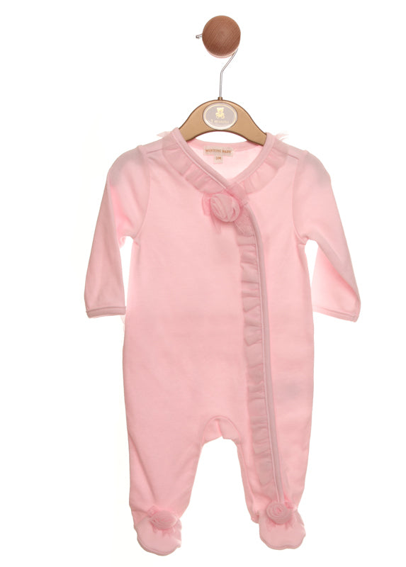 Mintini Baby - Pink Babygrow with Frill detail - MB2321A