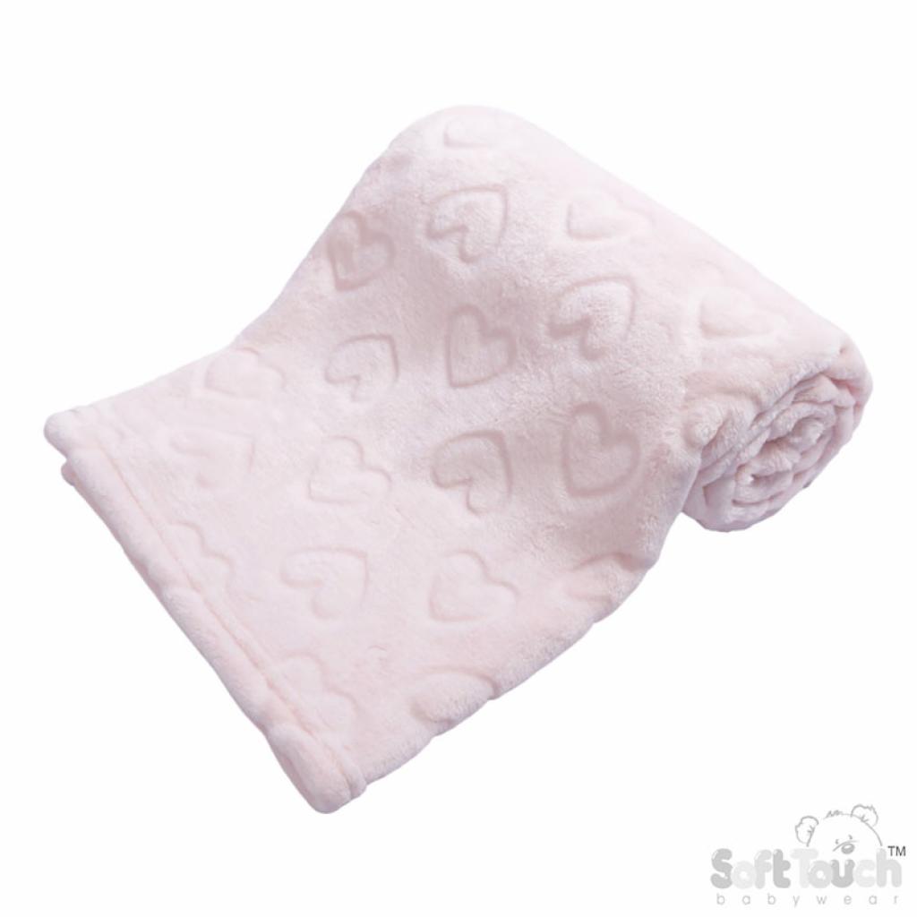 Pink Heart Embossed Blanket - STFB208-P