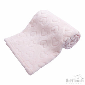 Pink Heart Embossed Blanket - STFB208-P