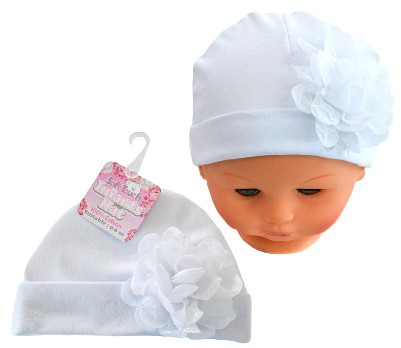 White Flower Beanie Hat - STH11-W